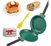 Flipmaster Pancake Pan Double Side Pancake Pan Flip Master Pancake Pan Flipmaster Pan Flipmaster Double-Sided Folding Pancake Pan Nonstick For Flufy Pancakes Omelette Frittata, Breakfast (Green)
