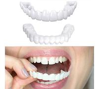 Flipped Warmth 2 Paires Dent Provisoire Silicone Dentier Haut Et Bas Prothèses Sourire Parfait pour Homme Et Femme Amovible Naturel Fausse Dents Provisoire Facette Dentaire