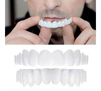 Flipped Warmth 2 Paires Facette Dentaire Instantanés, Prothese Dentaire Dentier Provisoire Fausses Dents Smile De Dents Haut Et Bas Snap sur Les Prothèses Dentaires