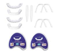 Flipped Warmth 2 Paires Fausses Dents, Facettes Dentaires, Prothèses Dentaires, Dentier Amovible Haut Et Bas Dents Temporaires Pour Hommes Et Femmes Adultes