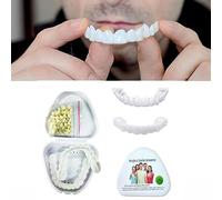 Flipped Warmth Faux Dentier, 2 Pairs Fausses Dents, Facette Dentaire Dentier Provisoire Instantanées,Dentier Sourire Parfait Haut Bas Prothèses Dentaires, Fausse Dent Provisoire