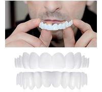 Flipped Warmth Prothèse Dentaire Cosmétique, 2 Paires Facette Dentaire Haut Et Bas, Dentier Provisoire Fausses Dents, Dentier Sourire Parfait Couvrir Les Dents Manquantes Pour Hommes Et Femmes