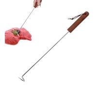 Flipper à crochet de viande, nageoires de viande,Crochet de flipper de viande en acier inoxydable - Food Twister avec poignée en bois, accessoires de barbecue pour extérieur intérieur