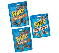 Flipz Lot de 3 sachets de 90 g de chocolat au lait, biscuits et crème au caramel salé