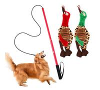 Flirt Pole for Dogs - Plush Tug Toy, Durable Rope Stick | Training Pole with Grip Handle and 2 Soft Toys for Chewing, Chasing Fun, Outdoor Dog Games, Pet Workout, Obedience Skills,