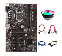 Flisdtry B250 BTC Carte mère 12 GPU LGA1151 avec câble réseau RJ45+ventilateur de refroidissement+câble pour carte graphique ETH