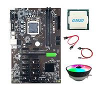 Flisdtry B250 BTC Carte mère minière avec processeur G3920 ou G3930 + ventilateur RVB + câble + câble de commutation 12 x fente pour carte graphique LGA 1151 DDR4 pour BTC