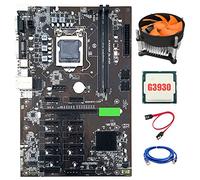 Flisdtry BTC-B250 Carte mère 12 PCI-E16X Carte graphique LGA 1151 DDR4 SATA3.0 avec processeur G3930 + ventilateur de refroidissement pour