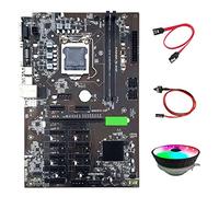 Flisdtry Carte mère B250 BTC avec ventilateur de refroidissement de processeur RVB+câble commutateur+câble 12 emplacements pour carte graphique LGA 1151 DDR4 pour BTC