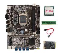 Flisdtry Carte mère B75 USB BTC Mining + processeur G1610 + DDR3 4 Go RAM 1600 MHz + SSD 128 G + câble LGA1155 8XPCIE vers USB B75 BTC Board