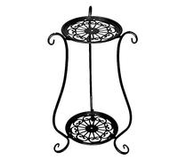 Flisdtry Étagère élégante en métal à 2 niveaux pour pot de fleurs pour balcon, salon, chambre à coucher, décoration noire