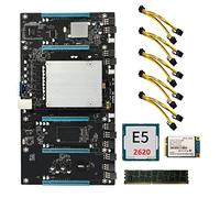 Flisdtry ETH79-X5 BTC Carte mère minière avec processeur E5 2620 + RAM DDR3 8 Go + SSD 128 Go + câble d'alimentation 5 x H61 LGA2011 V1/V2 65 mm 5 GPU PCIE16X