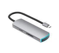 Flisdtry Hub USB C Adaptateur USB C 6 en 1 de type C avec USB C 4K vers lecteur de carte SD TF 3 ports USB 3.0 avec lumière respirante pour Pro 2019/2018/2017