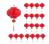 Flisdtry Lot de 20 lanternes rondes en papier rouge à suspendre pour An, , mariage 26,7 cm