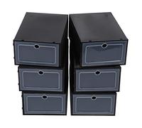 Flisdtry Lot de 6 boîtes à chaussures transparentes en plastique avec rabat Noir