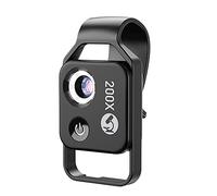 Flisdtry Microscope pour téléphone portable 200x - Lentille universelle à clip LED - Mini loupe de poche - Noir