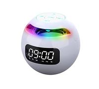 Flisdtry Mini enceinte Bluetooth sans Bluetooth avec affichage LED, carte TF HiFi, lecture de musique MP3 (blanc)