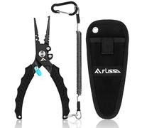 FLISSA Pince de Pêche Multifonction, Pince Pêche 19 cm en Acier Inoxydable, Poignée TPR Antidérapante, Verrou de Sécurité, Mousqueton & Étui, Idéale Pêche Mer & Eau Douce