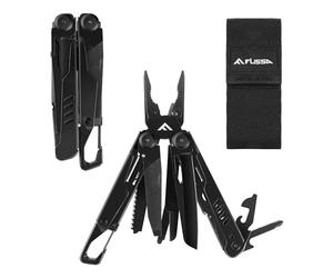 FLISSA Pince Multifonction en Acier Inoxydable 15 en 1 | Couteau Multifonction avec Etui Pince Scie Tournevis Lime Mousqueton pour Camping Randonnée