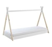FLITT - Lit au Sol 90x200cm en Pin Forme Tipi + Matelas -