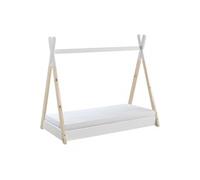 FLITT - Lit au Sol Junior 70x140cm en Pin Forme Tipi + Matelas -