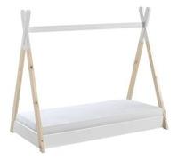 FLITT - Lit au Sol Junior 70x140cm en Pin Forme Tipi + Matelas -