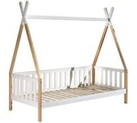 FLITT - Lit Banquette 90x200cm Blanc et Pin Forme Tipi - Altobuy Blanc
