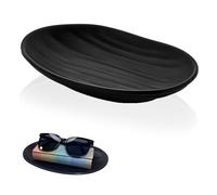 Flivra Plateau à Bijoux Bol à Clé Noire, Plateau en Résine Ovale Bol à Clé Utilisé, Anneau Ovale Noir Plateau Coupelle Decorative, Plateau à Bijoux et Vide-Poche en Résine Noire