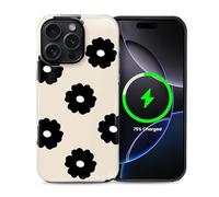 Flivro Coque magnétique pour iPhone 15 Pro, compatible avec Magsafe PC, coque rigide en silicone, pare-chocs intérieur anti-rayures, coque intégrale résistante aux chocs, design fin, simple fleurs