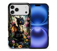 Flivro Coque pour iPhone 17 Pro Max, coque rigide 2 en 1 PC et pare-chocs intérieur en silicone, coque intégrale anti-rayures et résistante aux chocs - Design fin - Dragon noir gothique