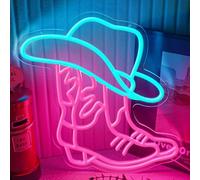 Flixyticy Cowboy Boot with Hat Enseigne Lumineuse Néon, Panneau lumineux suspendu à LED pour filles et femmes, décoration de chambre, fête, cadeaux d'anniversaire (Cowboy Boot&Hat)