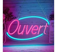 Flixyticy Enseigne Lumineuse Néon "OUVERT", Plaque de Porte LED Alimenté par USB avec Interrupteur à Intensité Variable Pour Commerces Supermarché Magasin Bio Fleuriste (Ouvert(ellipse))
