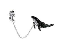 Fliyeong 1 lot de pin's en émail pour vêtements Motif baleine de l'espace Noir