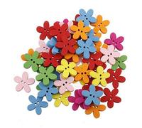 Fliyeong Lot de 100 boutons en bois en forme de fleur à 2 trous pour couture, scrapbooking, bricolage
