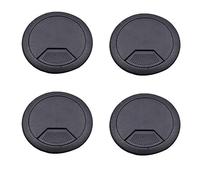 Fliyeong Lot de 4 passe-câbles ronds en plastique pour bureau et maison Noir 50 mm