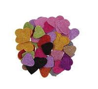 Fliyeong Lot de 50 Autocollants en Mousse à Paillettes en Forme de cœur pour Enfants