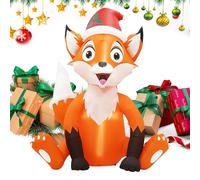 Flkiglm Animal gonflable de Noël avec bonnet de Père Noël, 180 cm, géant décoration avec éclairage LED, décoration de jardin, pour le Nouvel An, les fêtes, les bureaux, l'école, le jardin, la ferme