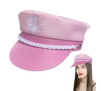 Flkiglm Chapeau De Capitaine Rose - Chapeau De Capitaine Pour Yacht | Accessoire De Déguisement Ajustable Et Confortable Pour Les Fêtes Le Mariage Tenue Adulte Halloween Les Soirées Et La Plage