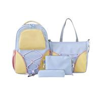 Flkiglm Ensemble cartable 4 pièces | Trousse à crayons Livre d'apprentissage Rangement Design de voyage pour filles Cours quotidiens Courts Voyage Shopping Collège
