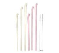 Flkiglm Pailles en Silicone - 6 Pièces Réutilisables,Pailles à Boisson avec 2 Brosses de Nettoyage | pour, gourdes, eau, café, jus, voyages, plage