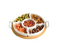 Flkiglm Plateau Tournant Snack, Plateau à Fruits pour Fêtes, Bol Récipient À Chips Et Dip Amovible 5 Compartiments Pour Fruits Secs Légumes Charcuterie Bonbons Fromage Noix