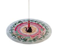 Flkiglm Tapis pendulaire, tapis de pendule pour divination - Tapis de divination doux | Tapis pendulaire de forme ronde, 8,5 pouces Chat noir Astrologie Tapis de souris pendulaire pour les amoureux de