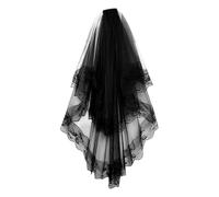 Flkiglm Voile Gothique - Accessoire de Coiffure Court Floral avec Peigne - Un Voile en Dentelle Florale,pour mariage, enterrement, photo, costume, fête, Halloween, femme, fille