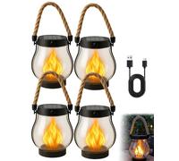 FLKWOP Kaliqo - Lanterne solaire d'extérieur étanche, lanterne solaire à flamme dansante pour l'extérieur, lanternes à corde de chanvre Kaliqo pour la décoration de jardin et de cour, modes de