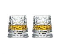 FLKWOP Lot de 2 verres à whisky rotatifs à 360 degrés avec fonction anti-stress, pour les anniversaires, les vacances, la fête des pères, les événements de dégustation spéciaux