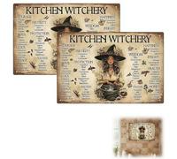 FLKWOP The Kitchen Witch's Guide Sign : Bring Good Mojo to Your Hearth, Witches and Herbal Guide Recipes Wall Decor of Rituals & Magic, Witchcraft Gift for Women Daily Spiritual Practice