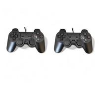 FLLAGG20 | 2X Manette filaire Compatible avec PS2, noir | Compatible PS2, PS1, PSX | Double vibration, boutons analogiques, prise en main ergonomique | Expérience de jeu Joystick Controller