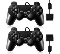 FLLAGG20 2X Manette Filaire Compatible avec PS2 PS1 PSX Joystick Noir 1.8m