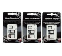 FLLAGG20 | 3X Set Adaptateur Carte SIM 3 en 1, Noir | Compatible Nano, Micro, Standard | avec extracteur Inclus | Conversion Facile pour téléphone Portable Sim Card Adapter