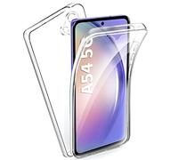 FLLAO Coque Compatible avec Samsung Galaxy A54 5G, Transparent Housse Silicone TPU Gel et PC Rigide 360 Degres Protection Anti Choc Full Body Etui Case Phone Samsung A54 5G Transparent